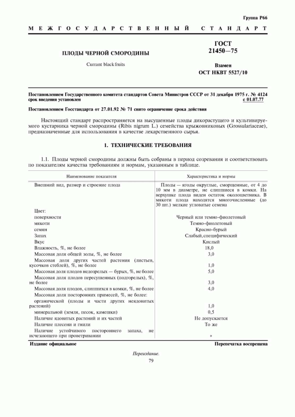 ГОСТ 21450-75 Плоды черной смородины